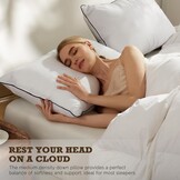 BPC Organic feather down pillows 80x80 Pack of 1 pcs, Luxurious 3-chamber hotel sleeping pillow, 80x80 cm down pillow with 100% cotton cover and goose down filling, White