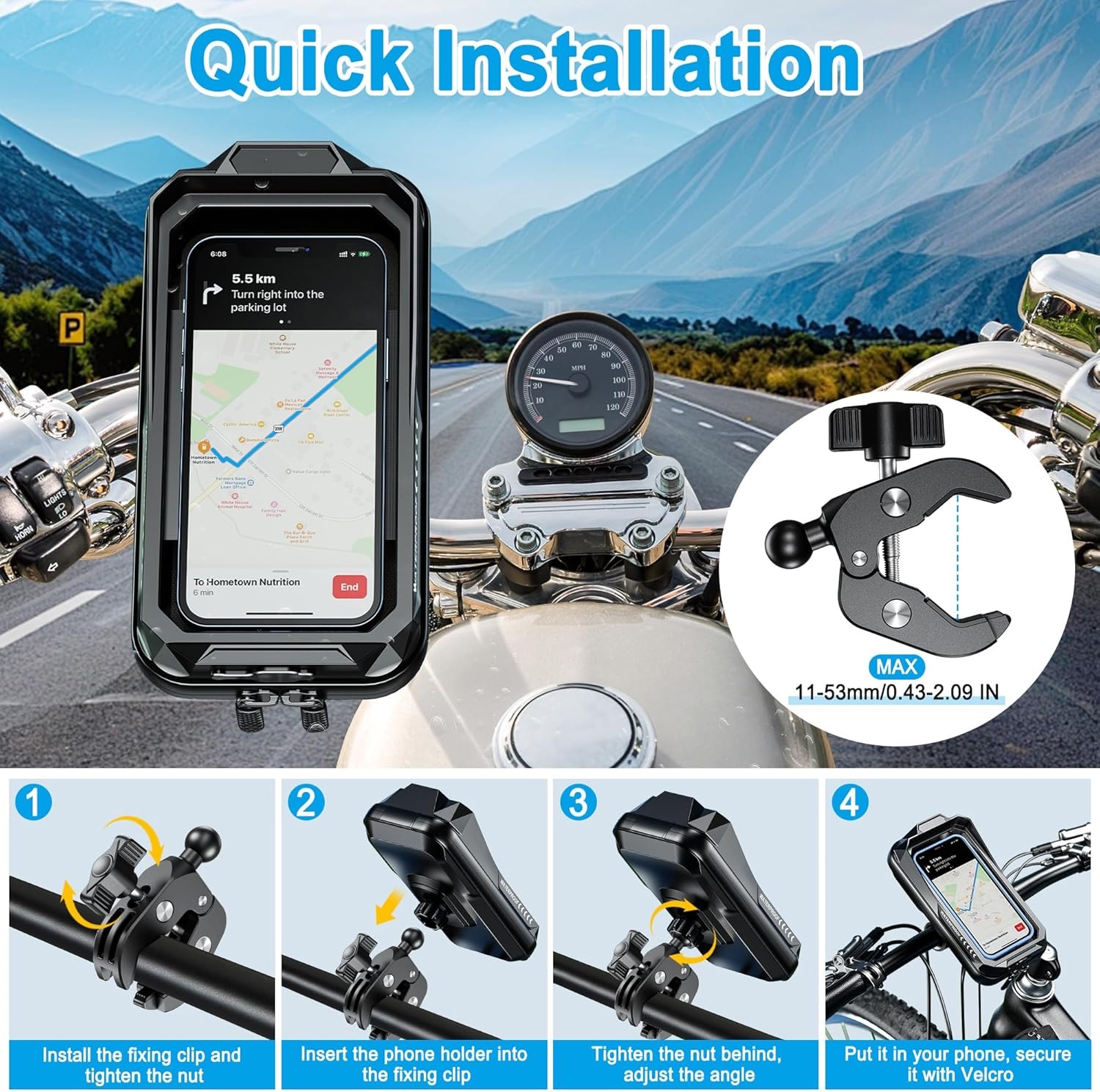 Waterdichte Fiets- & Motor Telefoonhouder 360° - 30% Korting