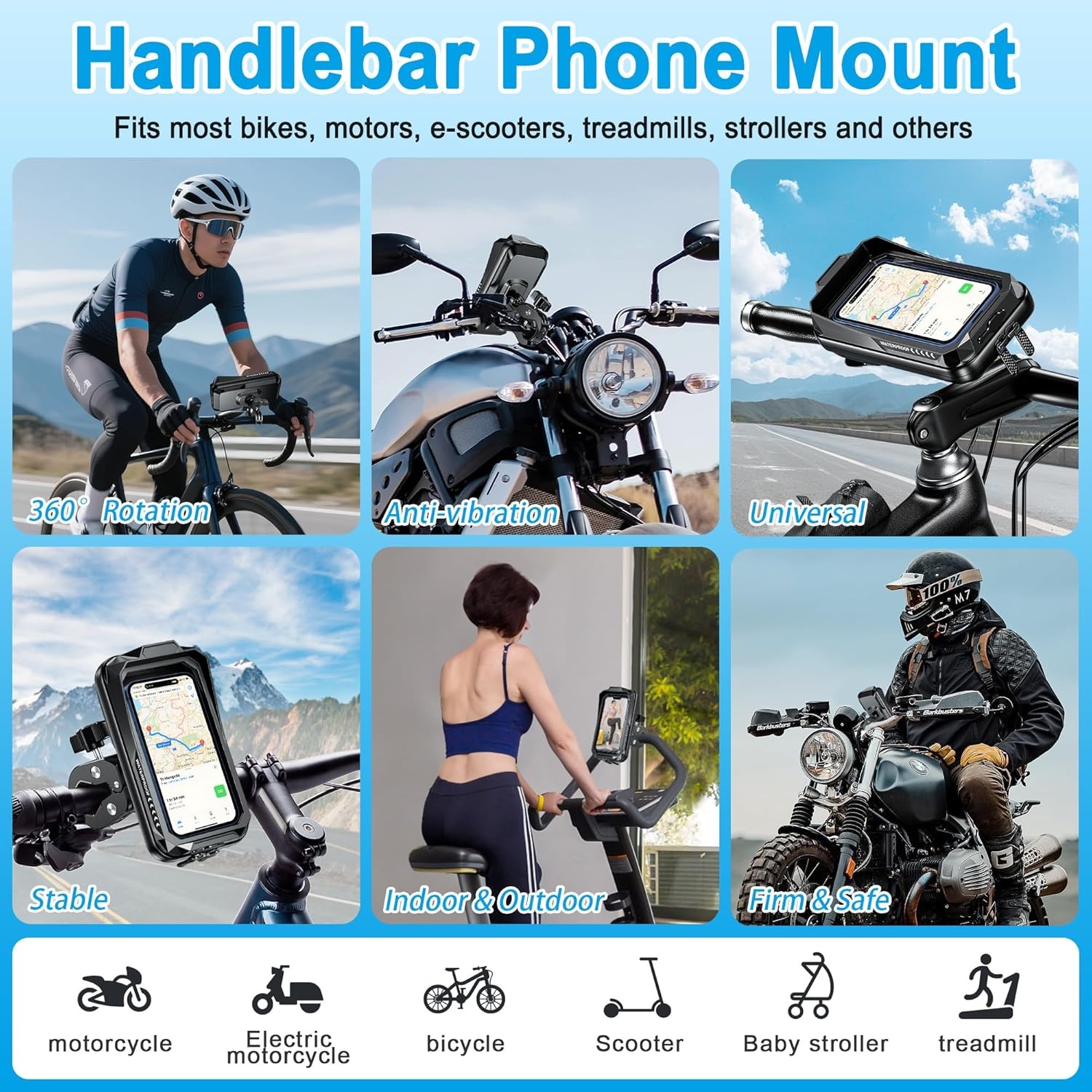Waterdichte Fiets- & Motor Telefoonhouder 360° - 30% Korting