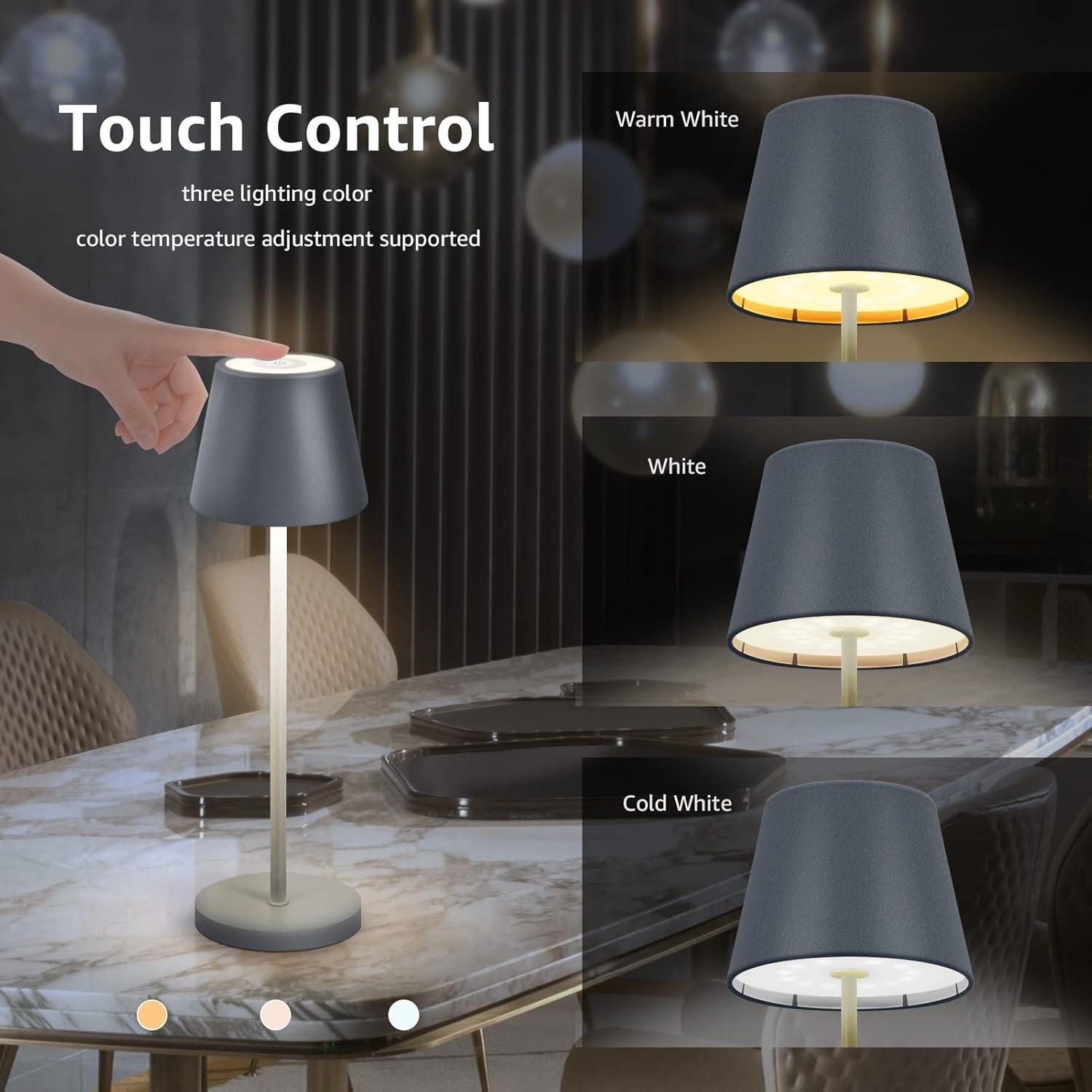 Led-tafellamp Grijs 30% Korting - Draadloos & Dimbare Accu