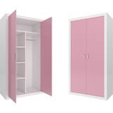 Kinder Kledingkast Wit/Roze (90x190x50cm) - 55% Korting!