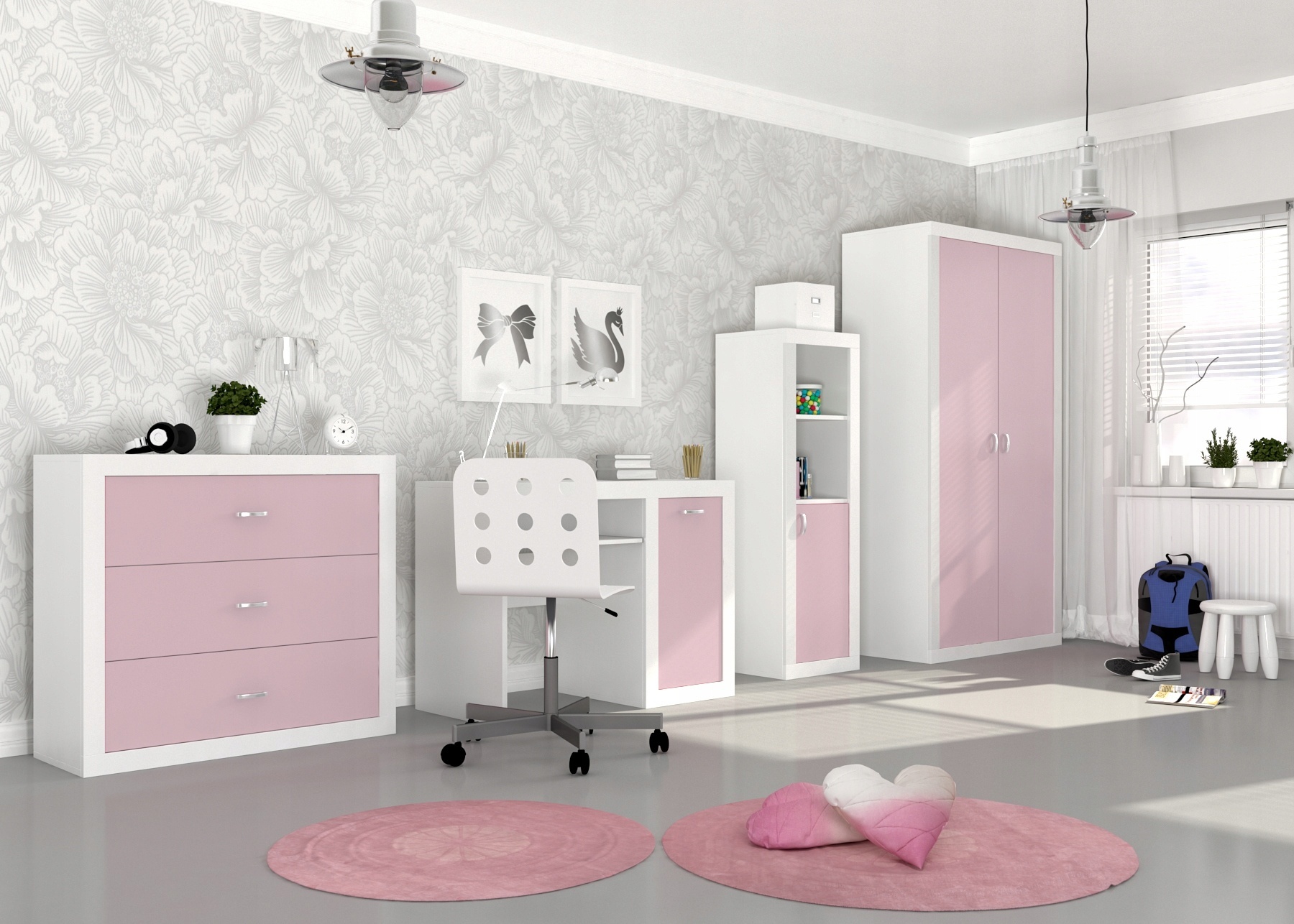 Kinder Kledingkast Wit/Roze (90x190x50cm) - 55% Korting!