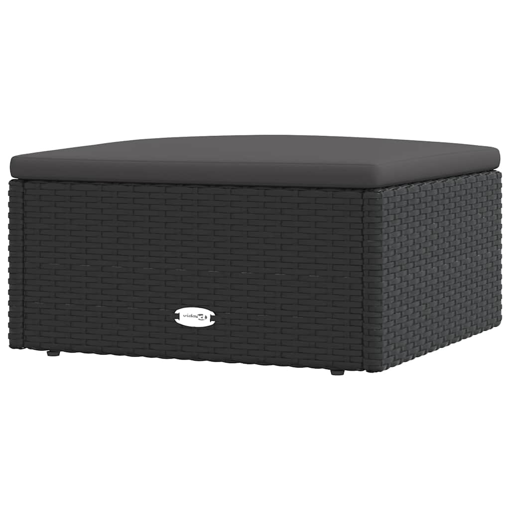 vidaXL Voetensteun met kussen poly rattan zwart | Nu 65% Korting!