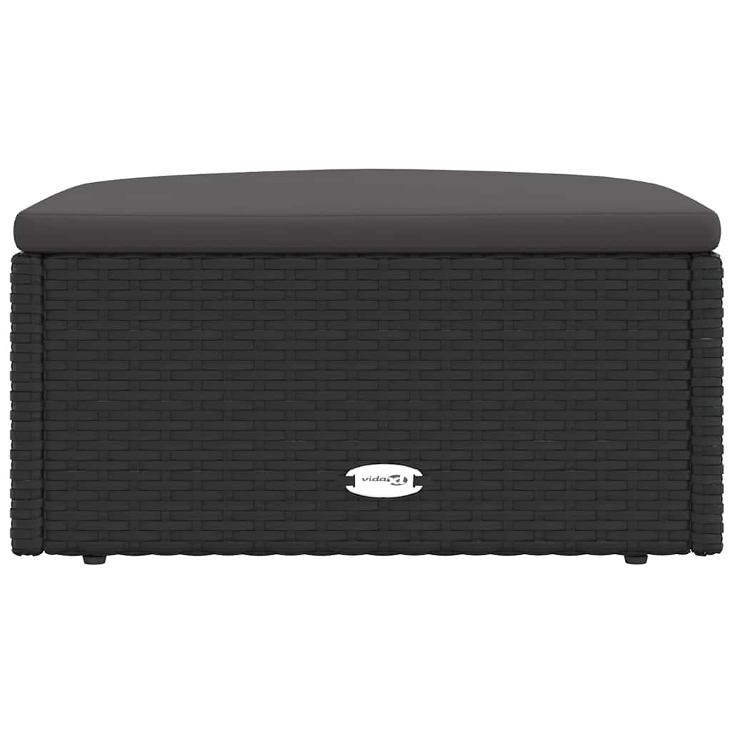 vidaXL Voetensteun met kussen poly rattan zwart | Nu 65% Korting!