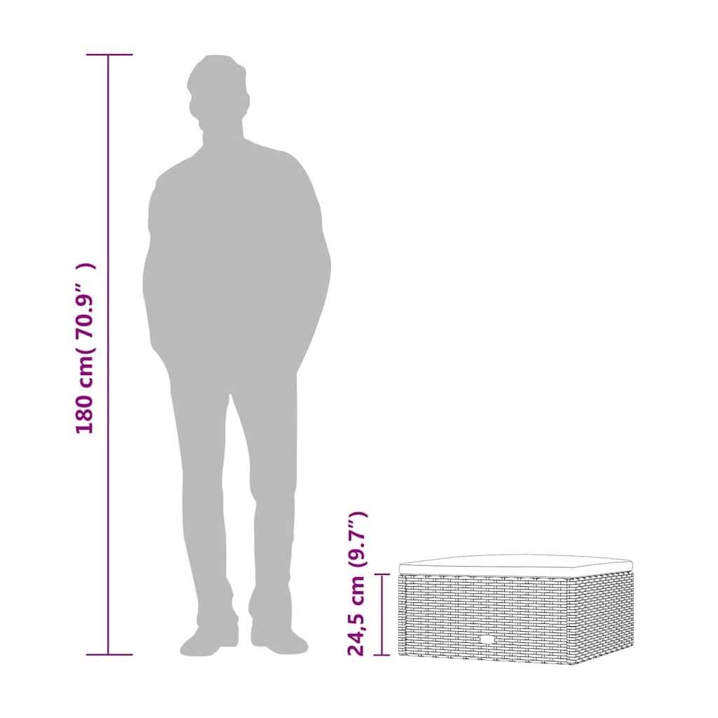 vidaXL Voetensteun met kussen poly rattan zwart | Nu 65% Korting!