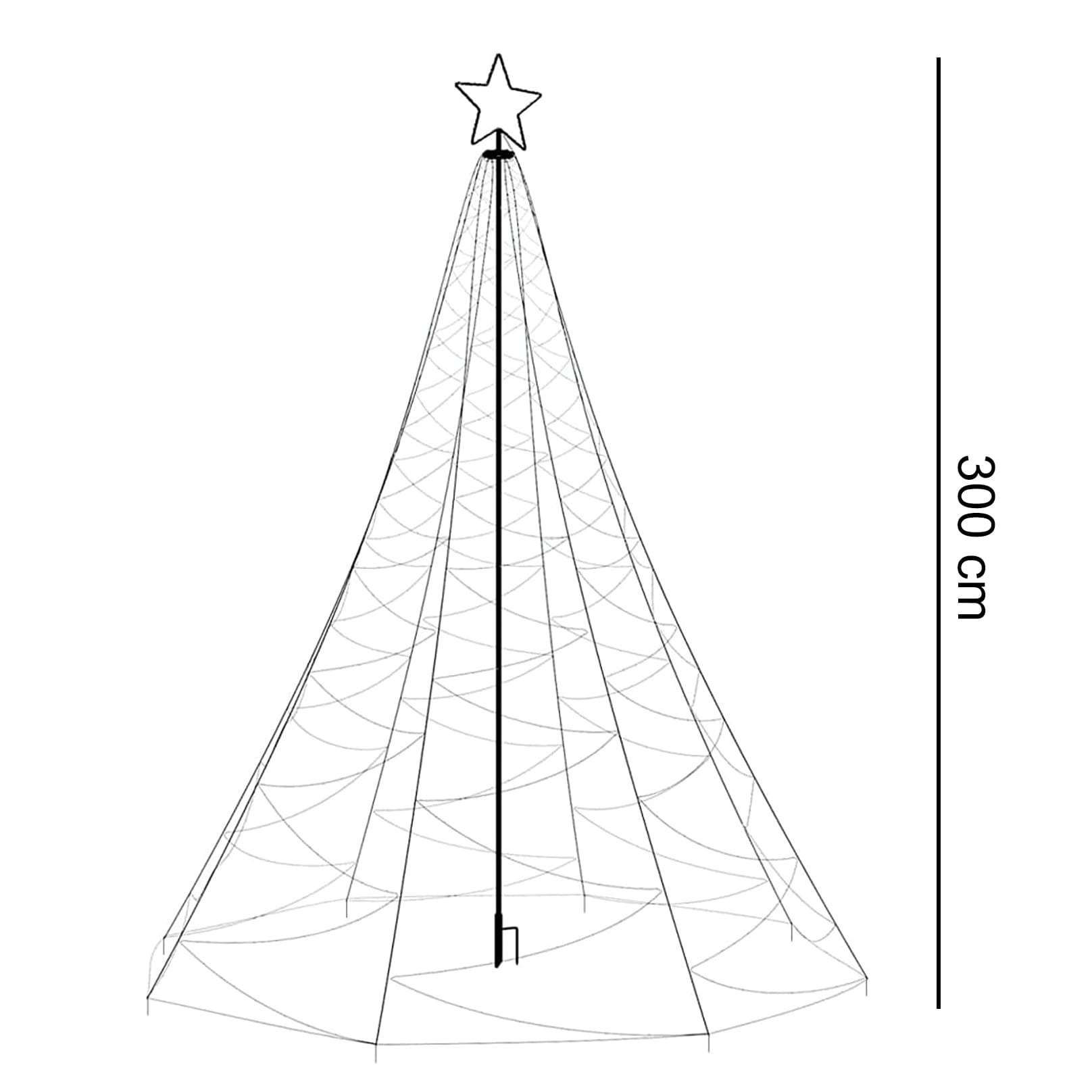 Vlaggenmast Kerstboom 300cm - 500 LED - IP44 - 60% Korting!