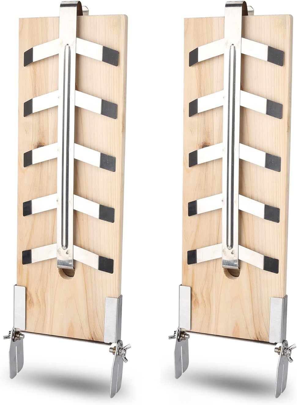 Randaco Zalmplank, rookplank, set van 2, 5 standen instelbaar, met stabiele roestvrijstalen houder, zalm tot 2,5 kg, voor vuurschalen, outdoor, grill, cederhouten plank