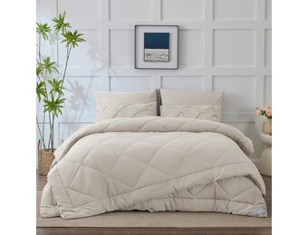 WAVVE Dekbed, 150 cm brede bedden, 4 seizoenen, omkeerbaar, voor tweepersoonsbed, 150 + 300 g/m², 240 x 220 cm, zachte en mijtwerende vezels, warm en comfortabel, beige