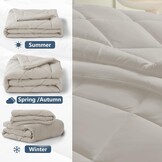 WAVVE Dekbed, 150 cm brede bedden, 4 seizoenen, omkeerbaar, voor tweepersoonsbed, 150 + 300 g/m², 240 x 220 cm, zachte en mijtwerende vezels, warm en comfortabel, beige