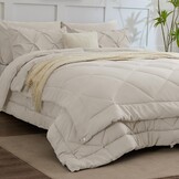 WAVVE Dekbed, 150 cm brede bedden, 4 seizoenen, omkeerbaar, voor tweepersoonsbed, 150 + 300 g/m², 240 x 220 cm, zachte en mijtwerende vezels, warm en comfortabel, beige