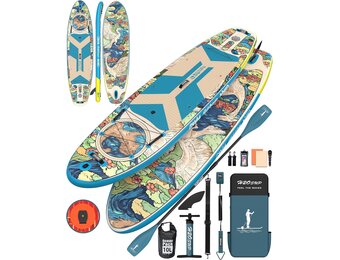 H2OSUP Inflatable SUP Board, 335 x 88 cm, Stand Up Paddle with Premium Accessories, SUP Inflatable Paddle Boards for Adults with 200 kg Capacity for 2 People