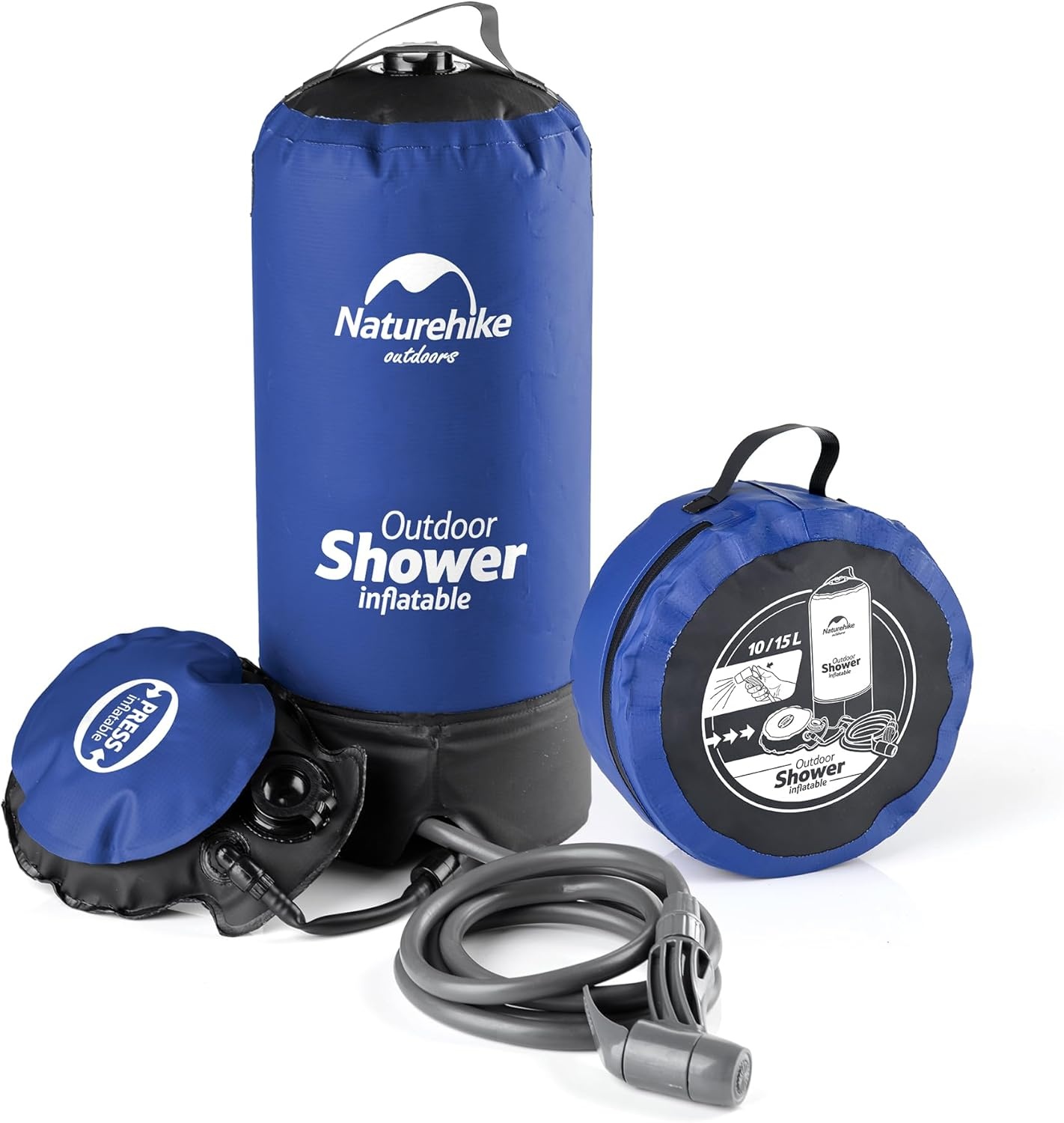 Naturehike Portable Camping Shower Bag Mobile Outdoor Shower with Foot Pump Suitable for Camping, Garden, Travel, Car, Beach Only 1kg 11 Liters