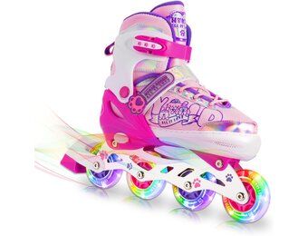 Inline Skates for Girls and Kids, Roller Skates Blades with 4 Size Adjustable Light up Wheels for Kids Girls Beginner Ages 4-8 5-8 6-12 8-12 Indoor Outdoor