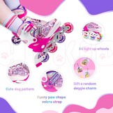 Inline Skates for Girls and Kids, Roller Skates Blades with 4 Size Adjustable Light up Wheels for Kids Girls Beginner Ages 4-8 5-8 6-12 8-12 Indoor Outdoor