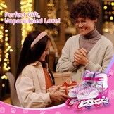 Inline Skates for Girls and Kids, Roller Skates Blades with 4 Size Adjustable Light up Wheels for Kids Girls Beginner Ages 4-8 5-8 6-12 8-12 Indoor Outdoor