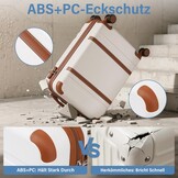 COOLIFE Kabinenkoffer 55x35x20cm voor Ryanair-vliegtuig, handbagage, handbagage, harde koffer met TSA-slot en 4 dubbele wielen, 2 jaar garantie, blauw/bruin, 55 x 35 x 20cm -Set 2tlg