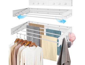 Ruimtebesparend Droogrek Wandmontage (Wit) - 30% Korting
