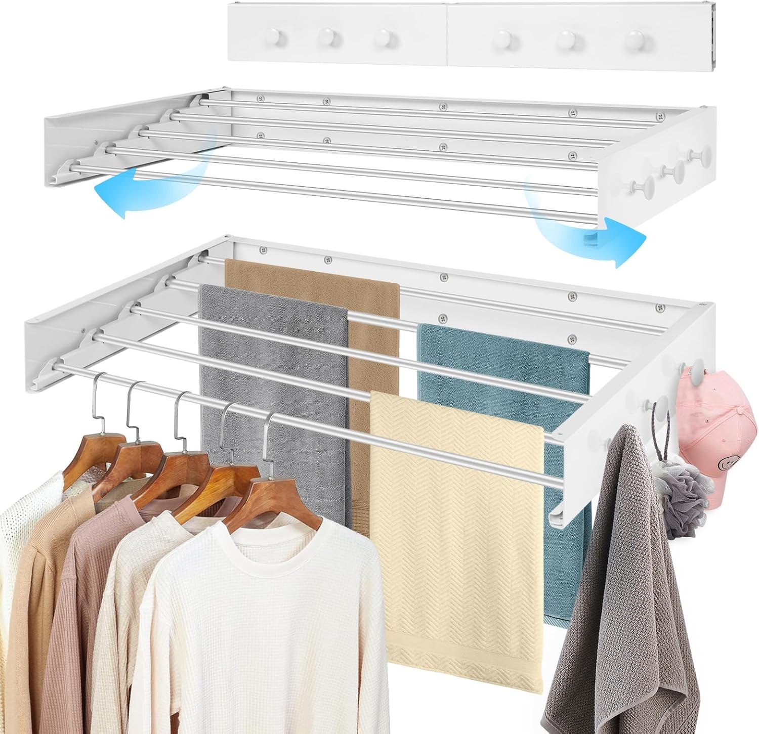 Ruimtebesparend Droogrek Wandmontage (Wit) - 30% Korting