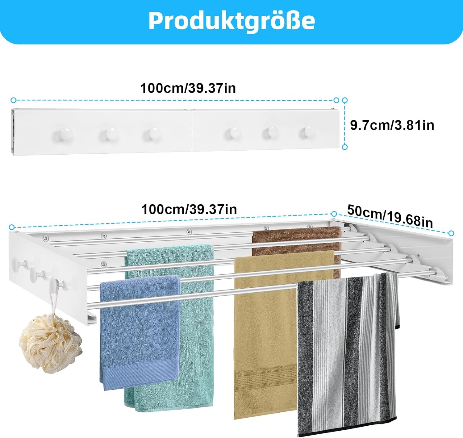 Ruimtebesparend Droogrek Wandmontage (Wit) - 30% Korting