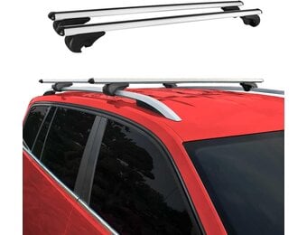 Dakdrager van aluminium 120 cm met T-groef | bagagedrager | dakdrager | Dakdrager | Dakdrager | 2-TLG geanodiseerde dakdragers | Afsluitbare imperiaal (grijs)