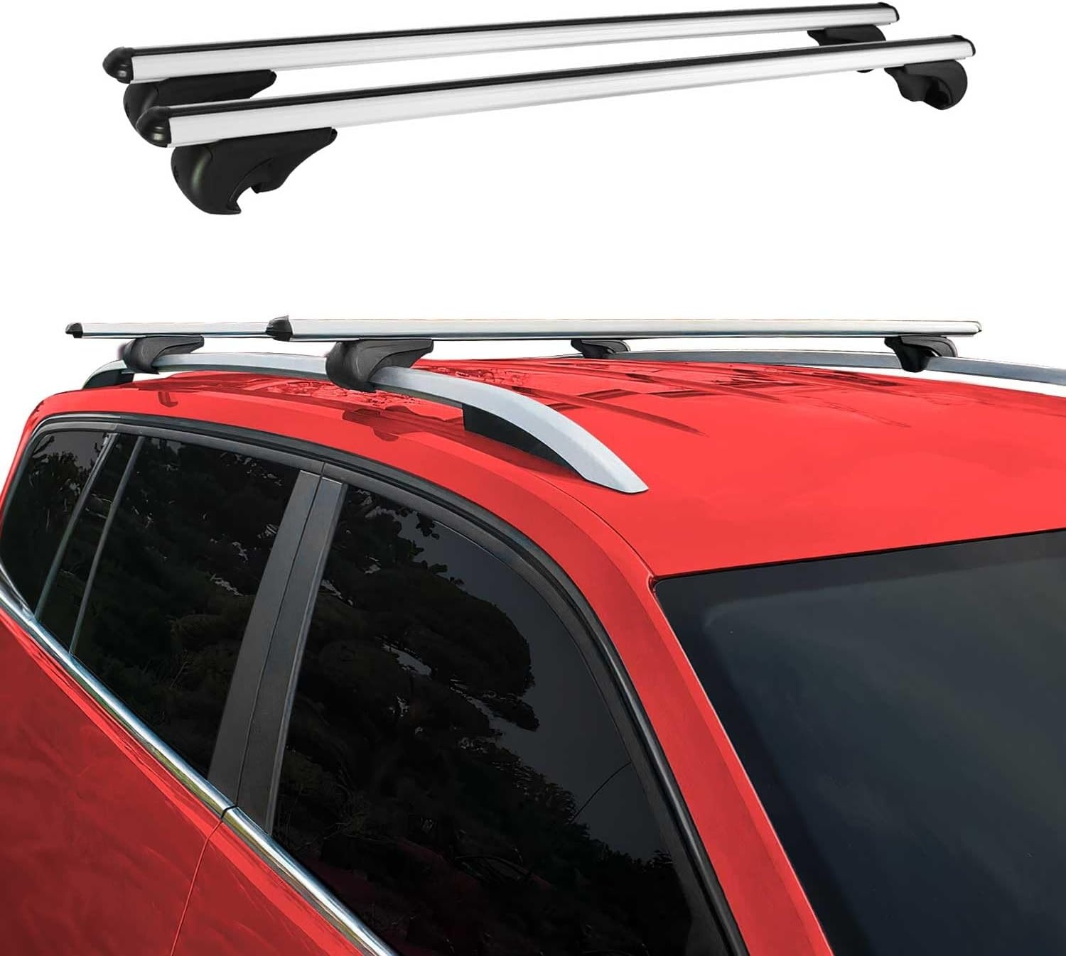 Dakdrager van aluminium 120 cm met T-groef | bagagedrager | dakdrager | Dakdrager | Dakdrager | 2-TLG geanodiseerde dakdragers | Afsluitbare imperiaal (grijs)