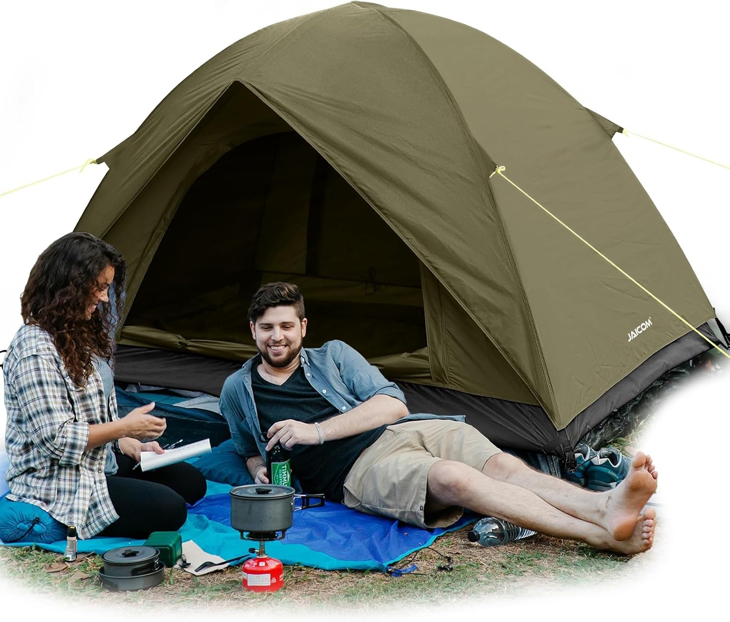 Campingtent, ultralichte tent voor 2-4 personen, waterdichte koepeltent, snelle opbouw, kleine verpakkingsmaat, fietstas, tent voor outdoor, wandelen, gezinnen, camping, festival