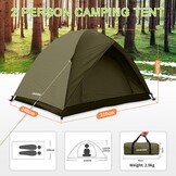 Campingtent, ultralichte tent voor 2-4 personen, waterdichte koepeltent, snelle opbouw, kleine verpakkingsmaat, fietstas, tent voor outdoor, wandelen, gezinnen, camping, festival