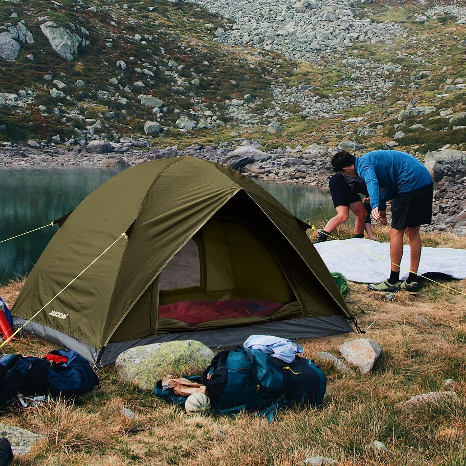 Campingtent, ultralichte tent voor 2-4 personen, waterdichte koepeltent, snelle opbouw, kleine verpakkingsmaat, fietstas, tent voor outdoor, wandelen, gezinnen, camping, festival