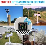 Sainlogic Weerstation draadloos binnen buiten, weerstation met regenmeter en windsnelheid/richting, temperatuur, vochtigheid, luchtdruk, weersvoorspelling, maanfase en alarm