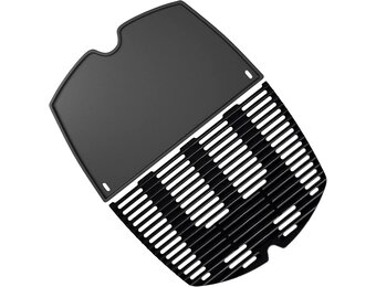 7646 Grillrooster en 6506 Grillplaat Vervangende Onderdelen en Accessoires voor Weber Q300 Q320 Q3000 Q3100 Q3200 Series Gasbarbecue, Gietijzeren Grillpan Accessoires voor Weber 7584 6560, 2-Pack