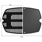 7646 Grillrooster en 6506 Grillplaat Vervangende Onderdelen en Accessoires voor Weber Q300 Q320 Q3000 Q3100 Q3200 Series Gasbarbecue, Gietijzeren Grillpan Accessoires voor Weber 7584 6560, 2-Pack