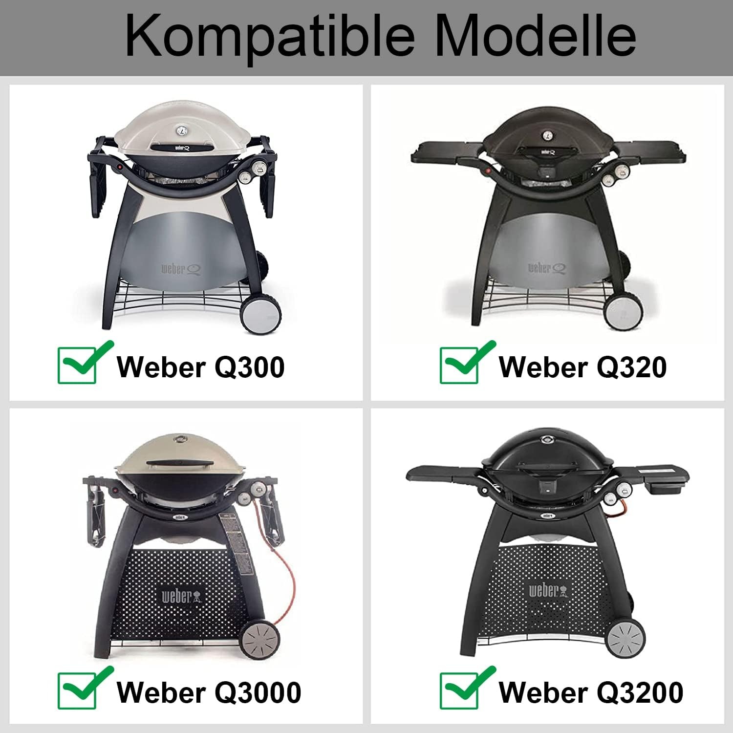 7646 Grillrooster en 6506 Grillplaat Vervangende Onderdelen en Accessoires voor Weber Q300 Q320 Q3000 Q3100 Q3200 Series Gasbarbecue, Gietijzeren Grillpan Accessoires voor Weber 7584 6560, 2-Pack