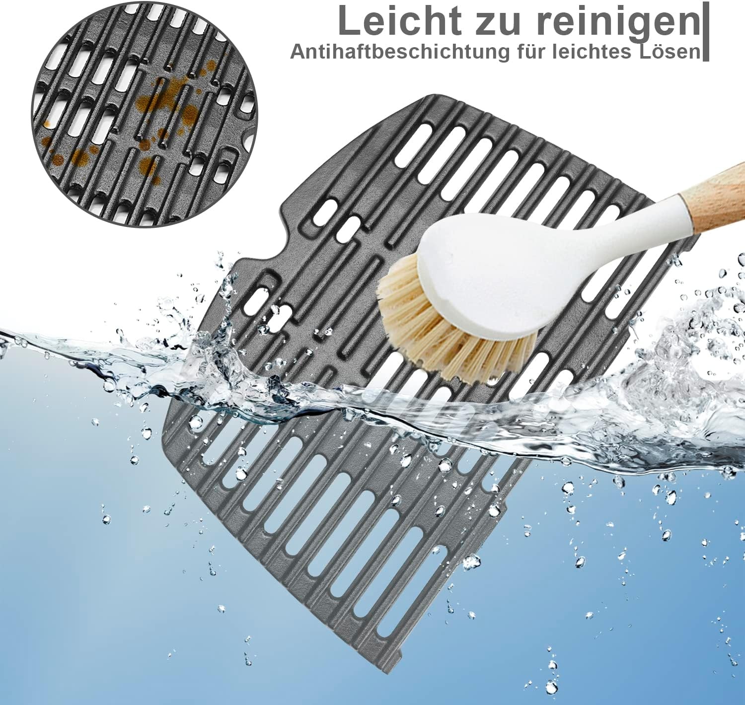 7646 Grillrooster en 6506 Grillplaat Vervangende Onderdelen en Accessoires voor Weber Q300 Q320 Q3000 Q3100 Q3200 Series Gasbarbecue, Gietijzeren Grillpan Accessoires voor Weber 7584 6560, 2-Pack