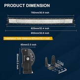 PICAA Led Lichtbalk offroad 12V 24V, 32inch 78.5cm 405W 7D gebogen drie rijen Led lichtstrip, met 2X 4in led-werklamp, voor SUV, terreinwagens, UTV, tractor, 4 x 4, auto