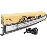 PICAA Led Lichtbalk offroad 12V 24V, 32inch 78.5cm 405W 7D gebogen drie rijen Led lichtstrip, met 2X 4in led-werklamp, voor SUV, terreinwagens, UTV, tractor, 4 x 4, auto