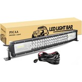 PICAA Led Lichtbalk offroad 12V 24V, 32inch 78.5cm 405W 7D gebogen drie rijen Led lichtstrip, met 2X 4in led-werklamp, voor SUV, terreinwagens, UTV, tractor, 4 x 4, auto