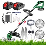Groen-G Accu-grastrimmer met accu, 24 V accu, bosmaaier met 2 2,0 Ah accu en oplader, 3-in-1 bosmaaier, accu 90 cm-120 cm, telescoop en 90° rotatie accutrimmer voor tuin snoeien, groen