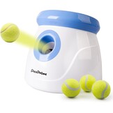 Pet Prime Automatic Ball Thrower, Dog Ball, Interactive Ball Throwing Machine, 3 Tennis Balls Included, for Small Dogs, Mini Style (White)