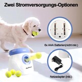 Pet Prime Automatic Ball Thrower, Dog Ball, Interactive Ball Throwing Machine, 3 Tennis Balls Included, for Small Dogs, Mini Style (White)