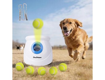 Pet Prime Automatic Ball Launcher for Large Dogs, with 6 Tennis Balls (2.5 Inch) Dog Ball Thrower Machine for Indoor Outdoor Interactive Throwing Game Launch Distance 10-40 ft for Large Breed Dog