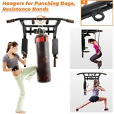 Leogreen Pull-Up Bar Wall Mounted, Pull Up Bar, Training Holder with Multifunctions, 8 Non-Slip Handles, Heavy Duty Training Weight up to 200 kg, 95 x 73 x 47 cm