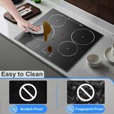 Keramische kookplaat 60cm, inbouw 4-zone elektrische keramische kookplaat, 6000W, aanraakbediening, 9 vermogensstanden, timer 1-99 min, kinderslot, voor alle potten en pannen