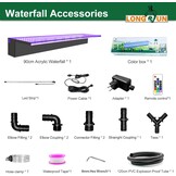 LONGRUN Swimming Pool Waterfall Fountain, 90cm Pond Waterfalls Cascade, Acrylic Waterfall Sheet with 7 Colors LED Light, Complete Waterfall and Power Kits for Outdoor Garden Pond Pool Water Features