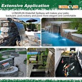 LONGRUN Swimming Pool Waterfall Fountain, 90cm Pond Waterfalls Cascade, Acrylic Waterfall Sheet with 7 Colors LED Light, Complete Waterfall and Power Kits for Outdoor Garden Pond Pool Water Features