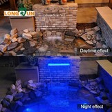 LONGRUN Swimming Pool Waterfall Fountain, 90cm Pond Waterfalls Cascade, Acrylic Waterfall Sheet with 7 Colors LED Light, Complete Waterfall and Power Kits for Outdoor Garden Pond Pool Water Features