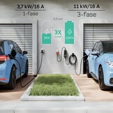 dé EV Oplader CEE 11kW [6m, 3-Fase, 6-16A] Wallbox 11kW met Type 2 Laadkabel en Digitaal LCD Bediening voor ID.3/4/5, Model 3/Y, EX30, IX1, Q3/4/5 en Andere EV & PHEV