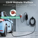 dé EV Oplader CEE 11kW [6m, 3-Fase, 6-16A] Wallbox 11kW met Type 2 Laadkabel en Digitaal LCD Bediening voor ID.3/4/5, Model 3/Y, EX30, IX1, Q3/4/5 en Andere EV & PHEV