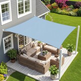 Sunnylaxx Zonnezeil,Waterdicht Schaduwzeil,Rechthoekig,5x5 m-Licht blauw,Zonwering,Waterafstotend,Premium PES Polyester ANT- UV,voor Buiten Luifel,Tuin,Balkon,Terras