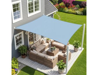 Sunnylaxx Zonnezeil,Waterdicht Schaduwzeil,Rechthoekig,5x5 m-Licht blauw,Zonwering,Waterafstotend,Premium PES Polyester ANT- UV,voor Buiten Luifel,Tuin,Balkon,Terras