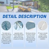 Sunnylaxx Zonnezeil,Waterdicht Schaduwzeil,Rechthoekig,5x5 m-Licht blauw,Zonwering,Waterafstotend,Premium PES Polyester ANT- UV,voor Buiten Luifel,Tuin,Balkon,Terras